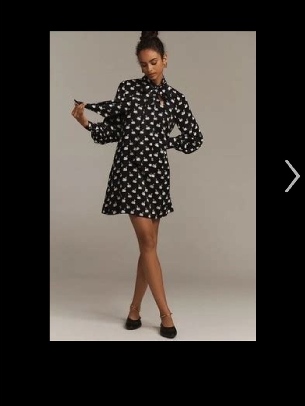 Maeve Tie Neck Mini Dress with Swan Print